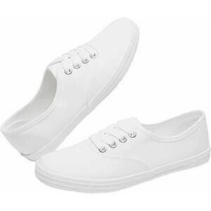 New Shoes8teen Womens Size 6.5 White Sneakers Lace Up Canvas Low Top Shoes